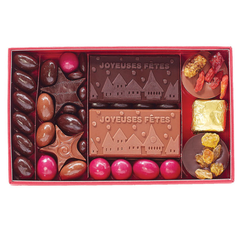 Coffret Star, mini plaques, étoiles, dragées, palets de fruits secs / Cadeaux d'affaires en chocolat