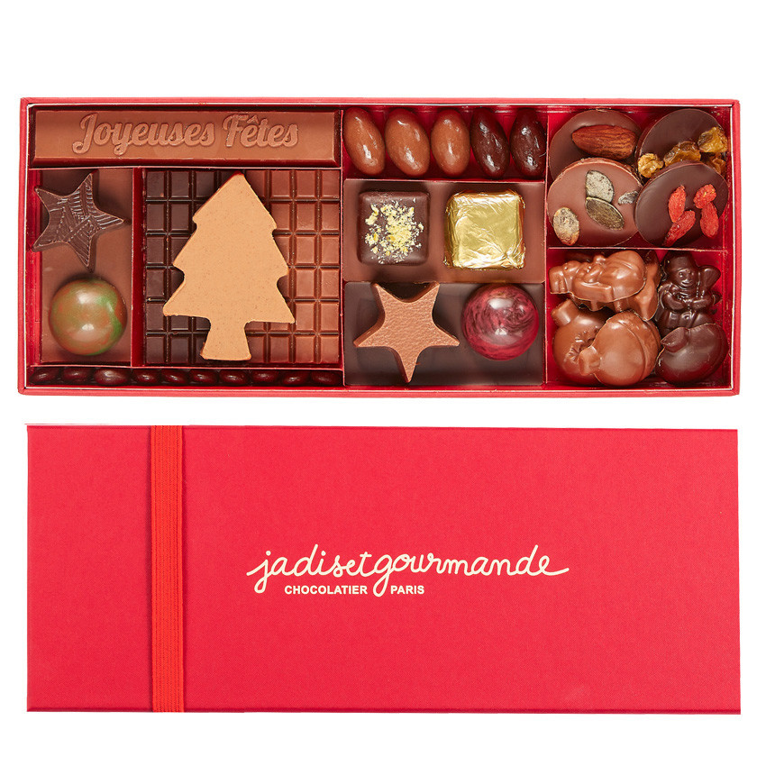 Coffret Cadeau de Chocolats de Noël d'un Assortiment de Pralinés et Ganaches