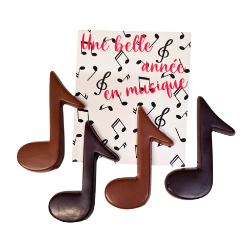 Sachet 4 notes de musique en chocolat noir et lait / Chocolat fin des Classes